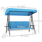 3-Seat Outdoor Porch Swing Patio Swing with Adjustable Canopy, Side Tray, Removable Cushion for Garden, Poolside, Grey
