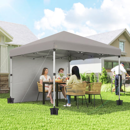 10' x 10' Grey Pop-Up Canopy with Sidewalls & Roller Bag