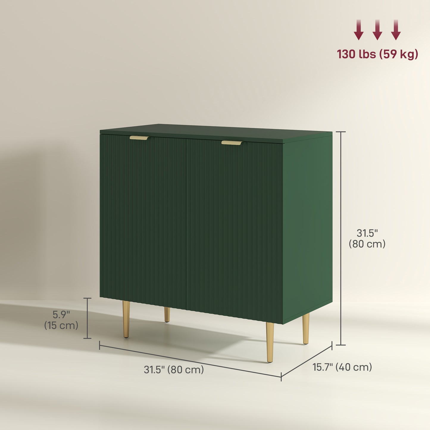Modern Kitchen Storage Cabinet, Sideboard Buffet Cabinet with Adjustable Shelves and Metal Legs for Kitchen, Green
