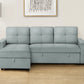 Venice Sleeper Sectional Sofa Bed with Reversible Storage Chaise
