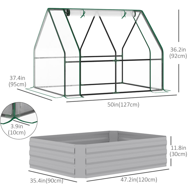 50" x 37.4" x 36.2" Clear Steel Garden Bed with Greenhouse