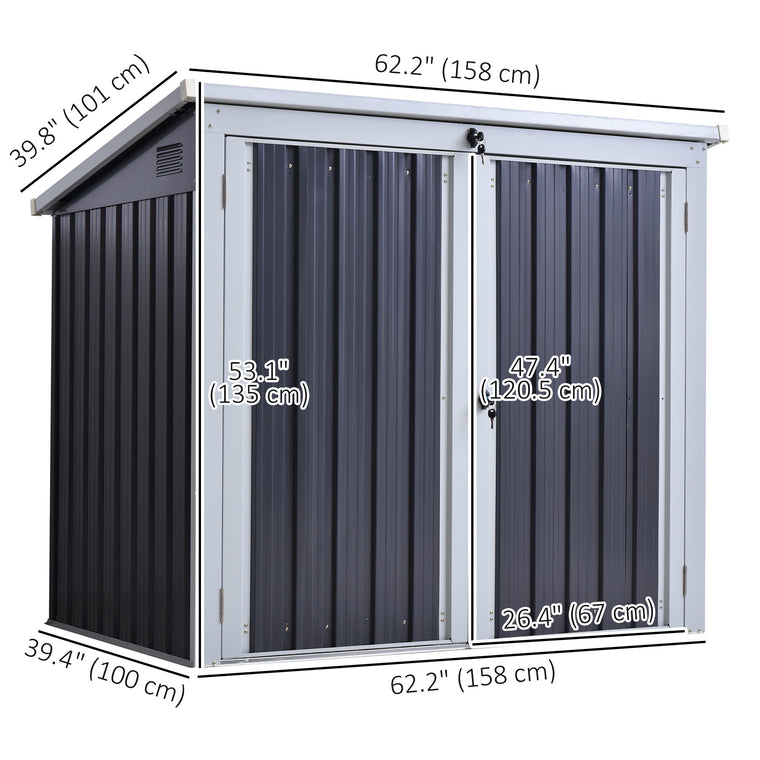 5' x 3' Garbage Bin Shed with Lockable Doors