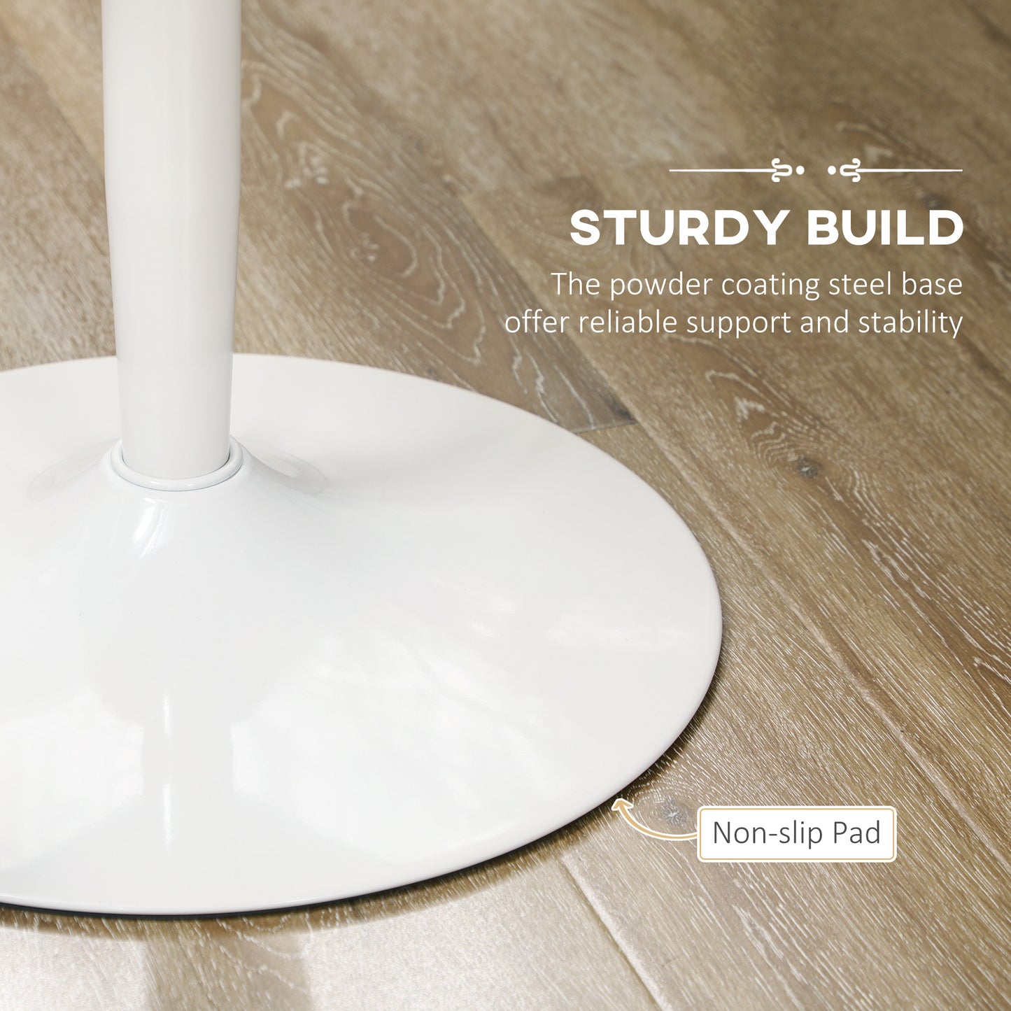 Modern Kitchen Table for 2 People, Round Dining Table with Steel Base for Living Room, Dining Room, White