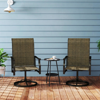 Patio Swivel Chair Set of 2, Swivel Rocker Outdoor Chairs with High Back, for Lawn Garden Backyard Deck, Light Grey - Brown