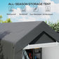 Outdoor Storage Shed Portable Garage with Roll-up Door for Motorcycle, Bike, Garden Tools, Beige