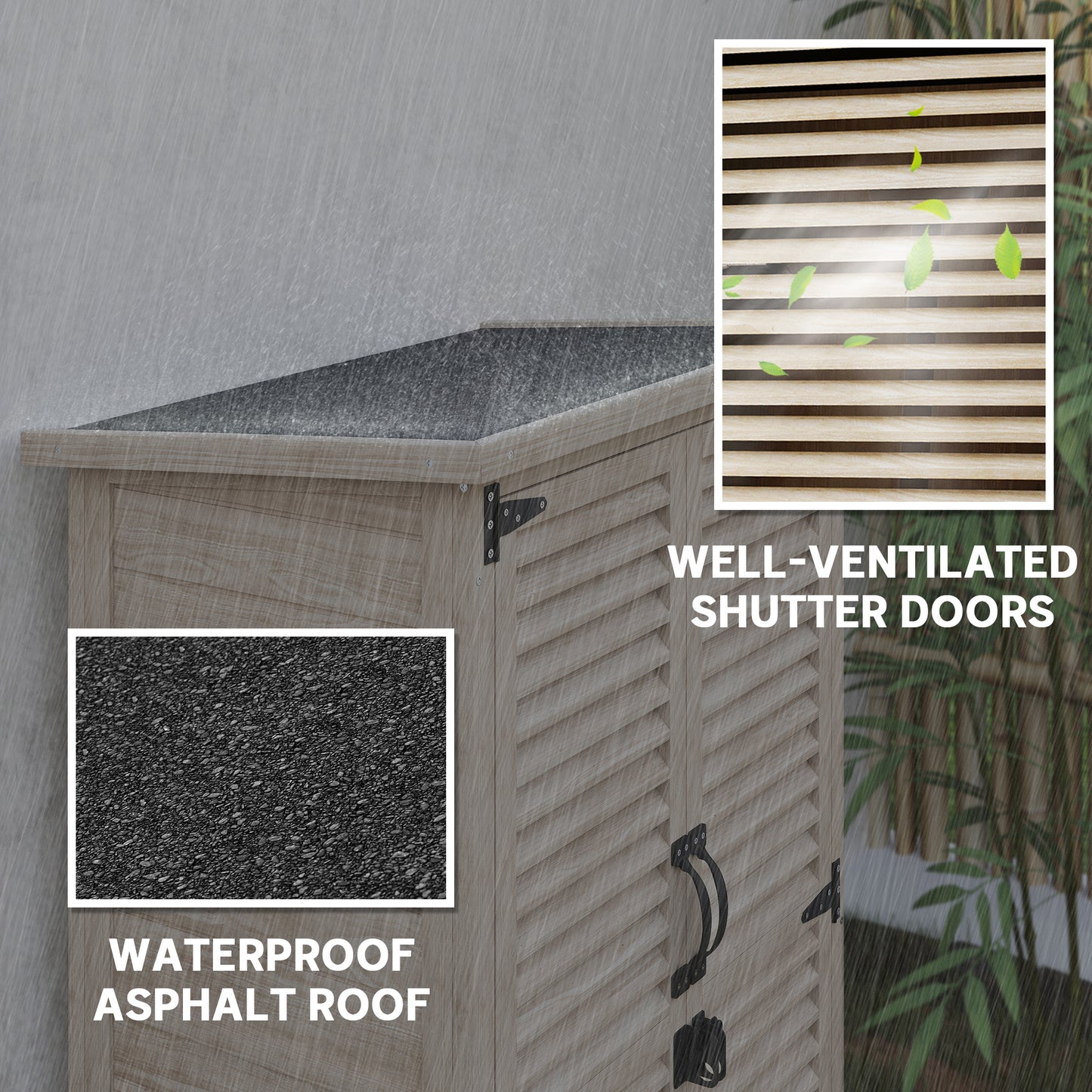 Wooden Garden Shed, Outdoor Storage Shed with Waterproof Asphalt Roof, Shelves, Natural