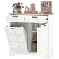 13 Gallon Tilt Out Garbage Cabinet, Kitchen Island with Trash Cabinet, 2 Drawers, Door Racks, Adjustable Shelves, White