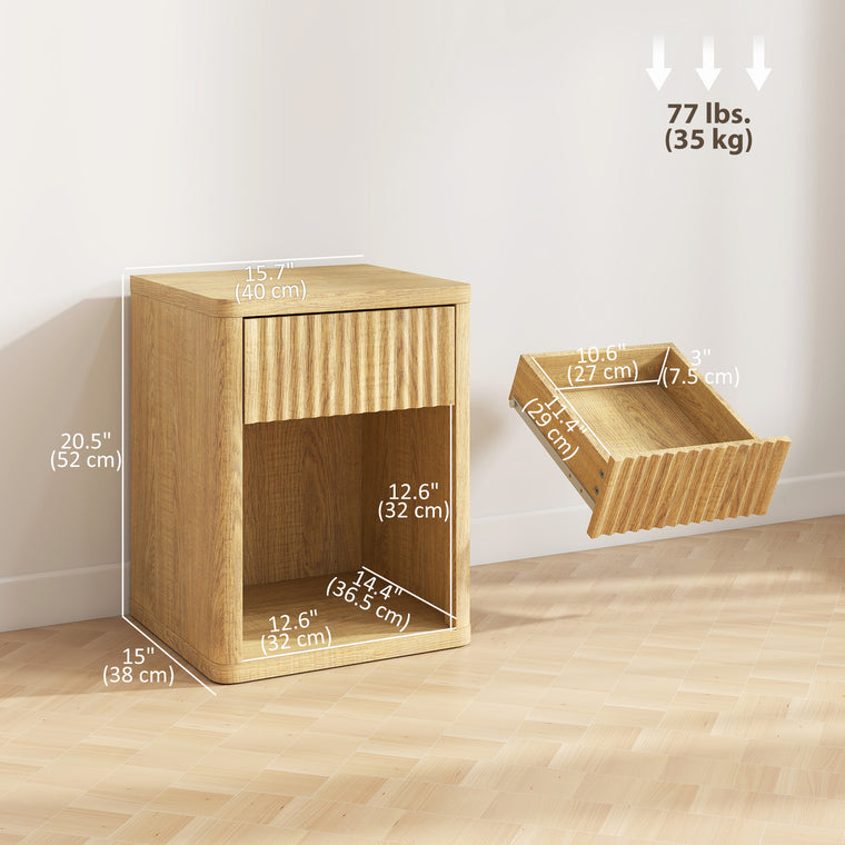 Nightstands Set of 2 with Drawer and Open Shelf