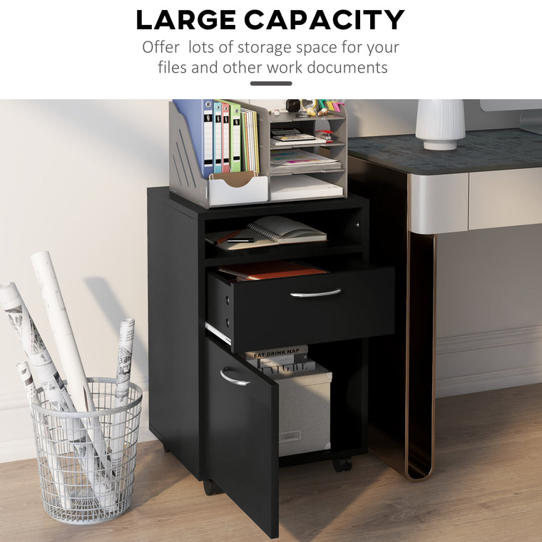 24" Small Filing Cabinet with Drawer and Wheels