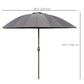8ft Shanghai Garden Parasol Umbrella with Crank & Tilt, Adjustable Outdoor Sun Shade, Dark Grey