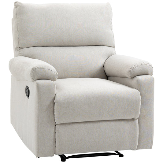 Manual Recliner Chair with Footrest - Cream White