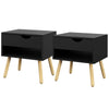 Nightstands Set of 2 with Drawer and Shelf - Black
