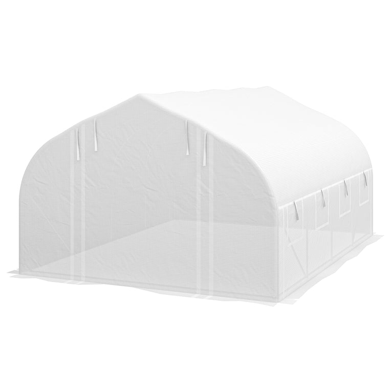 13' x 9.8' White Polytunnel Greenhouse with Mesh Windows