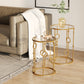 Round Coffee Tables Set of 2, Gold Nesting Side End Tables with Tempered Glass Top, Steel Frame for Living Room