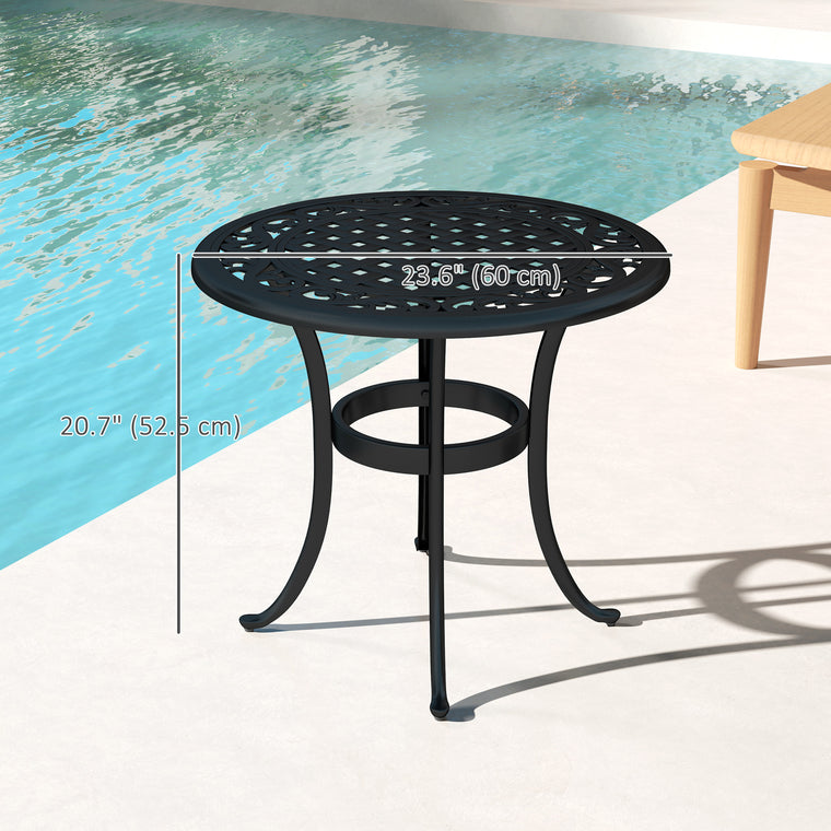 23.6" Round Cast Aluminum Side Table