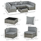 7pc Garden Wicker Sectional Set with Tea Table Patio Rattan Lounge Sofa Outdoor Deck Furniture Light Grey