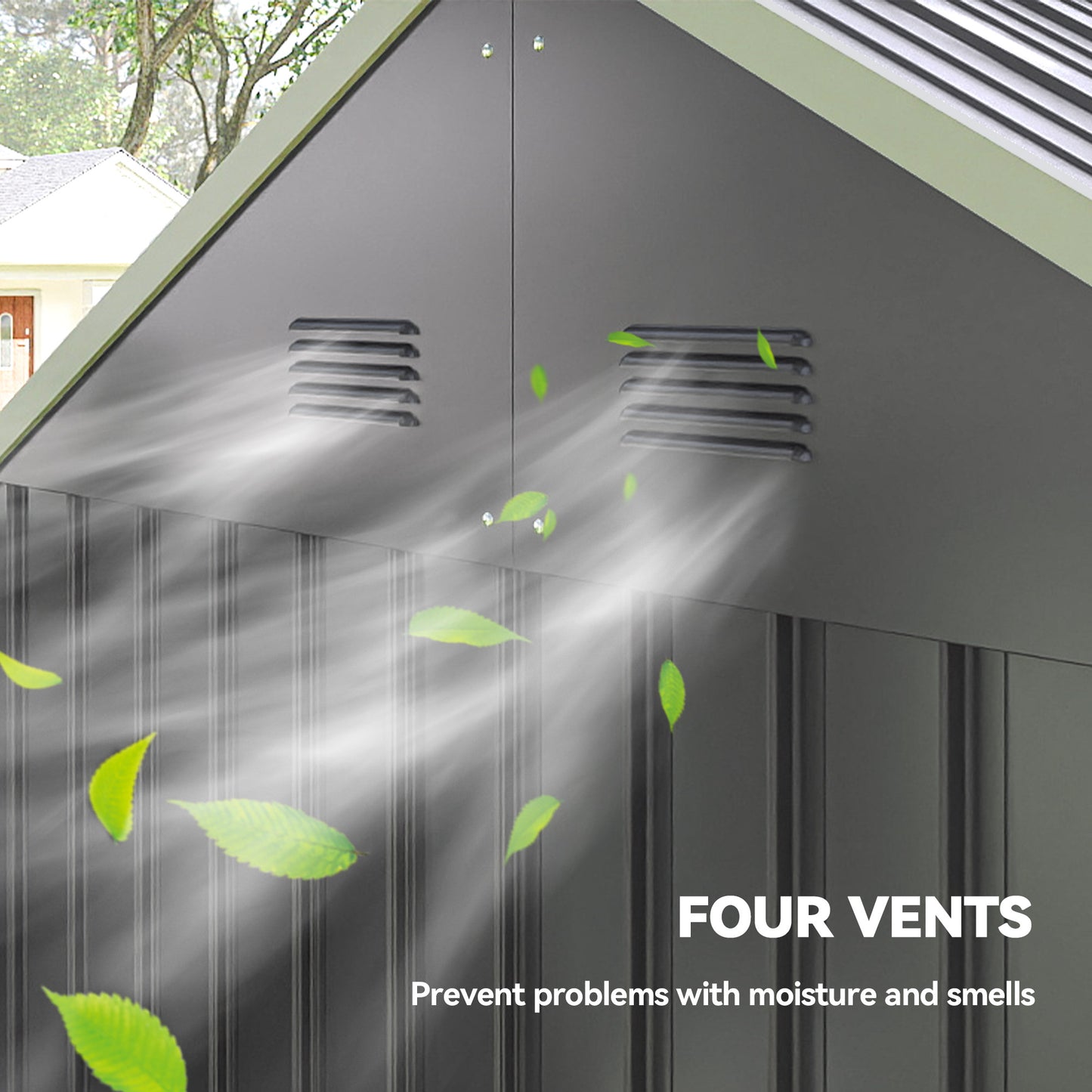 Metal Garden Storage Shed, Outdoor Tool Storage House with Lockable Door, Vents, Sloped Roof, Light Grey