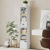 6-Tier Bookcase, Tall Narrow Bookshelf with Drawer and Door, White