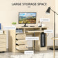 Computer Desk with Storage, Home Office Laptop Table with Shelves and Drawers, Modern Workstation Desk with Keyboard Tray