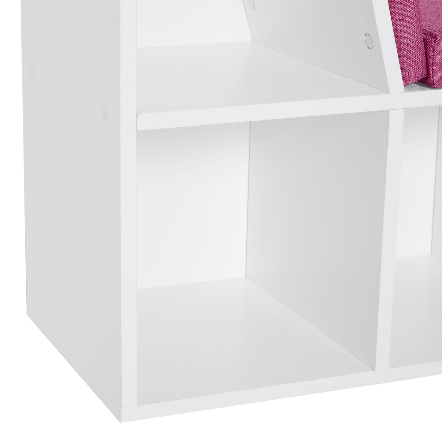 6-Cubby Bookcase with Seat Cushion, Cube Storage Shelf with Reading Nook for Home Office, Study, Pink