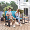 Outdoor Glider Bench for 2 Person, Patio Glider Loveseat with Thick Cushions for Garden Balcony Porch, Navy Blue