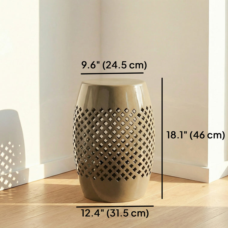 12.4" Steel Round Drum End Table