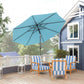 10' x 8' Round Market Umbrella, Patio Umbrella with Crank Handle and Tilt, Outdoor Parasol for Garden, Sky Blue