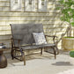 Garden Double Gliding Chair, Patio Glider Armchair for Outdoor, Backyard Mesh Seat and Backrest, Steel Frame, Light Grey