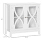 Kitchen Sideboard, Glass Door Buffet Cabinet, Bathroom Storage Cabinet with Adjustable Storage Shelf for Dining Room, Living Room, White