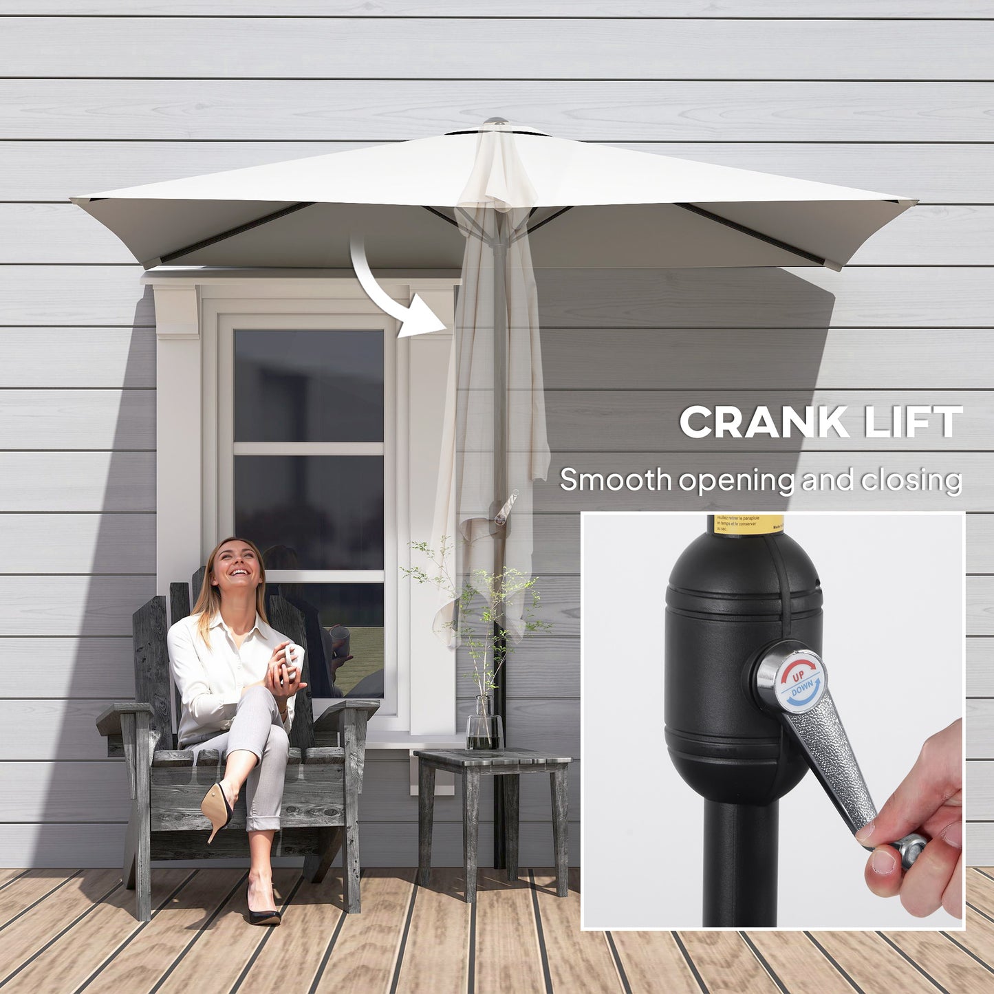 8ft Half Umbrella Outdoor Balcony Parasol Patio Garden Outdoor Window Sun Shade w/ 5 Ribs, Cream White