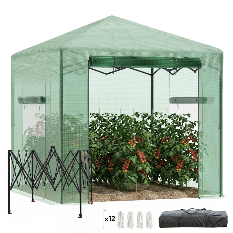 8' x 6' Green Pop Up Greenhouse with Roll-Up Door