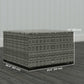 24.4" Patio Wicker Coffee Table, PE Rattan Outdoor Side Table with Tempered Glass Top, Light Grey