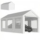 10' x 20' White Heavy Duty Carport with Doors & Windows