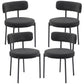 4 Pieces Kitchen Chairs, Modern Dining Chairs w/ Corduroy Upholstery and Steel Legs for Living Room, Black