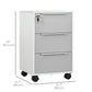 3 Drawer File Cabinet with Wheels, Vertical Filing Cabinet with Lock, Grey