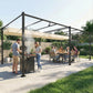 19' x 10' Pergola with Retractable Canopy, Patio Pergola with Sun Shade Shelter, UV50+, for Patio, Garden, Cream