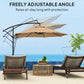 9.5' Khaki Cantilever Umbrella with Wind Protection Strap