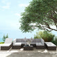 9 Pieces Wicker Patio Furniture Set with Cushion, Light Grey