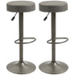 Modern Adjustable Bar Stools Set of 2, Swivel Barstool with Footrest, PU Leather Round Top for Kitchen, Dark Grey