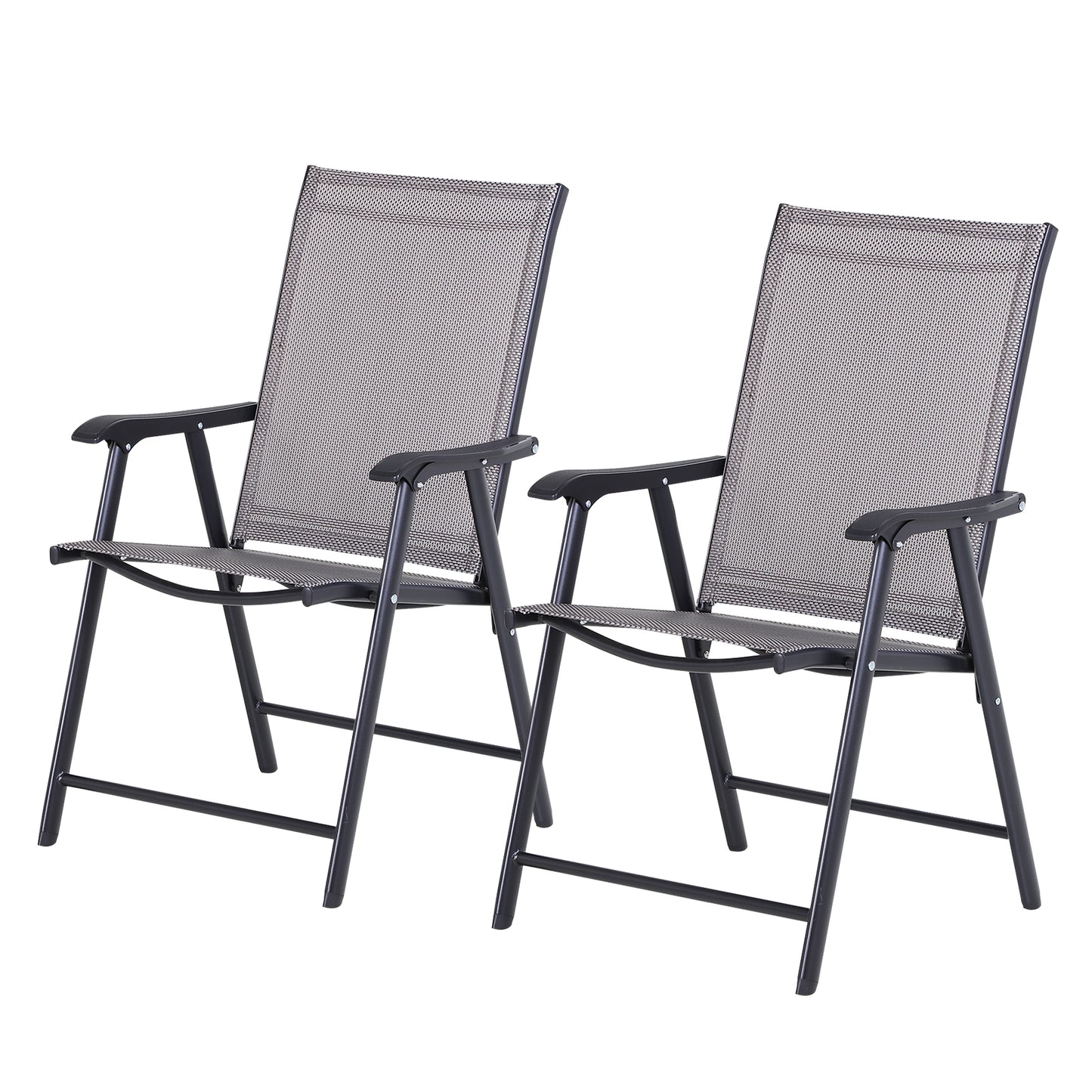Outdoor Dining Chairs Set of 2, Folding Patio Dining Set with Texteline and Steel Frame for Park Convenient Seat