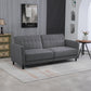 Convertible Bed with Couch, Button Tufted Fabric Sofa Bed with Adjustable Back for Living Room, Charcoal Grey
