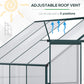 Walk-In Garden Greenhouse Aluminum Polycarbonate with Roof Vent for Plants Herbs Vegetables 8' x 4' x 7' Silver