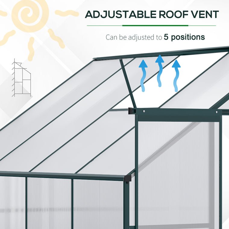 8' x 4' x 7' Silver Aluminum Greenhouse with Roof Vent