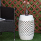 12" Steel Patio End Table, Round Hollow Drum Side Table, Accent Table for Indoor and Outdoor, Black