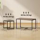 Nesting Coffee Table Set of 3, Modern End Tables with Black Metal Frame for Living Room Home Furniture, Brown