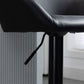 Adjustable Bar Stools Set of 2, Swivel Barstools with Footrest and Back, PU Leather and Steel Round Base, Black