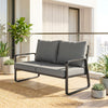 Outdoor Sofa Thick Cushions Outdoor Patio Couch Loveseat 2 Seater for Garden Black and Light Grey