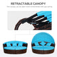 4 Pieces Outdoor Daybed with Retractable Canopy, Wicker Lounger Bed, Conversation Furniture Set, Dark Blue