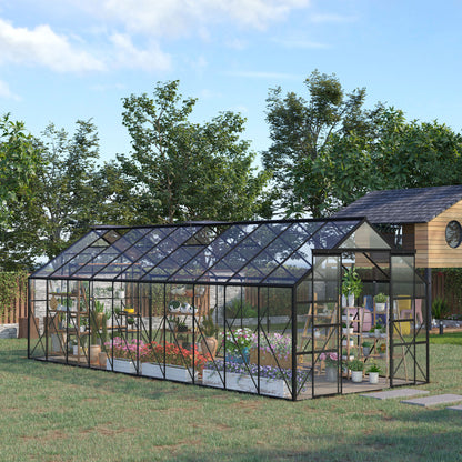 20' x 8' x 6.9' Clear Aluminum Greenhouse with Roof Vent