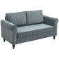 Vintage Loveseat, Upholstered Love Seat Furniture, Fabric 2 Seater Sofa with Rolled Arms, Rubber Wood Legs, Grey